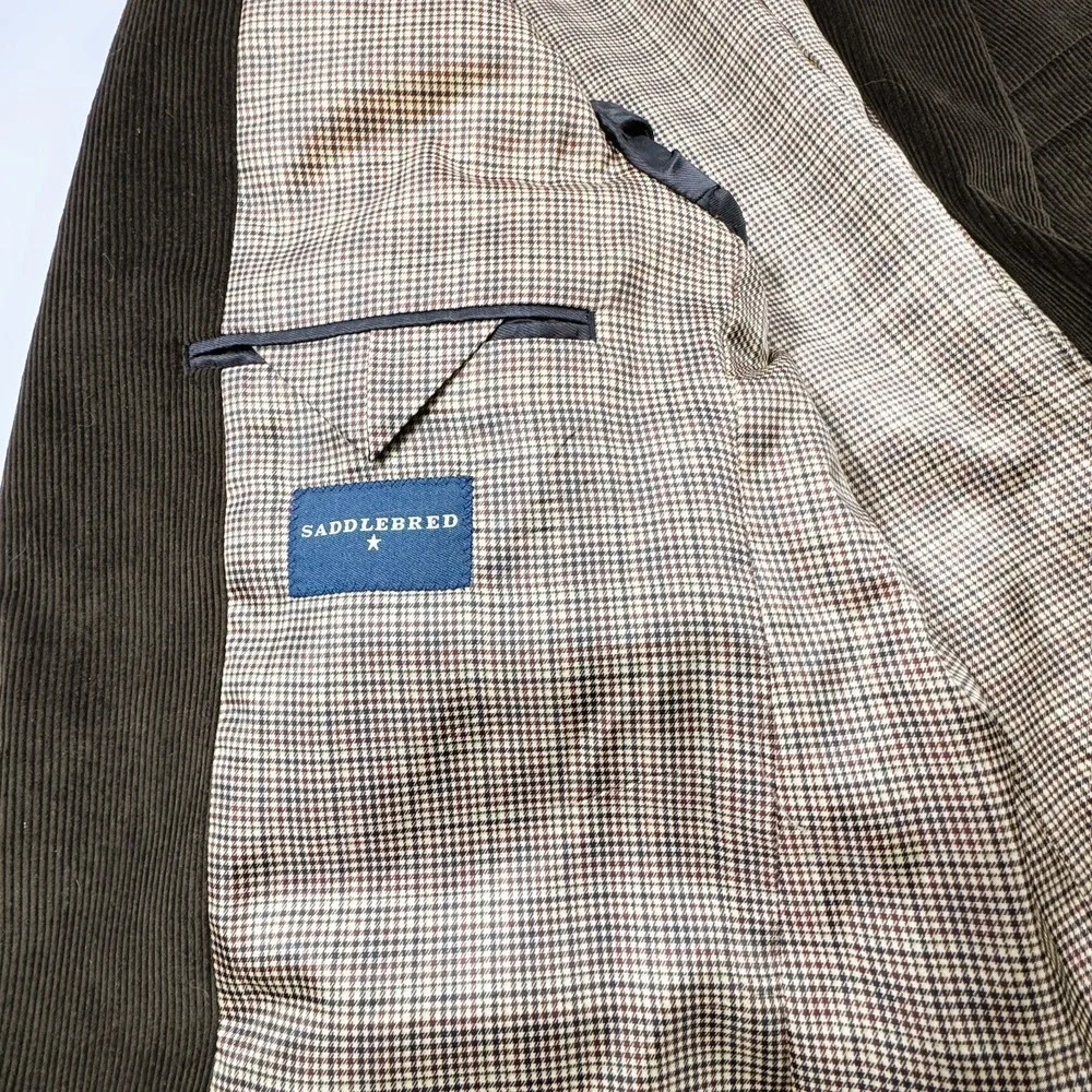 Saddlebred Corduroy Sport Coat Mens 40L Brown Blazer Jacket Cotton‎ NEW Academia